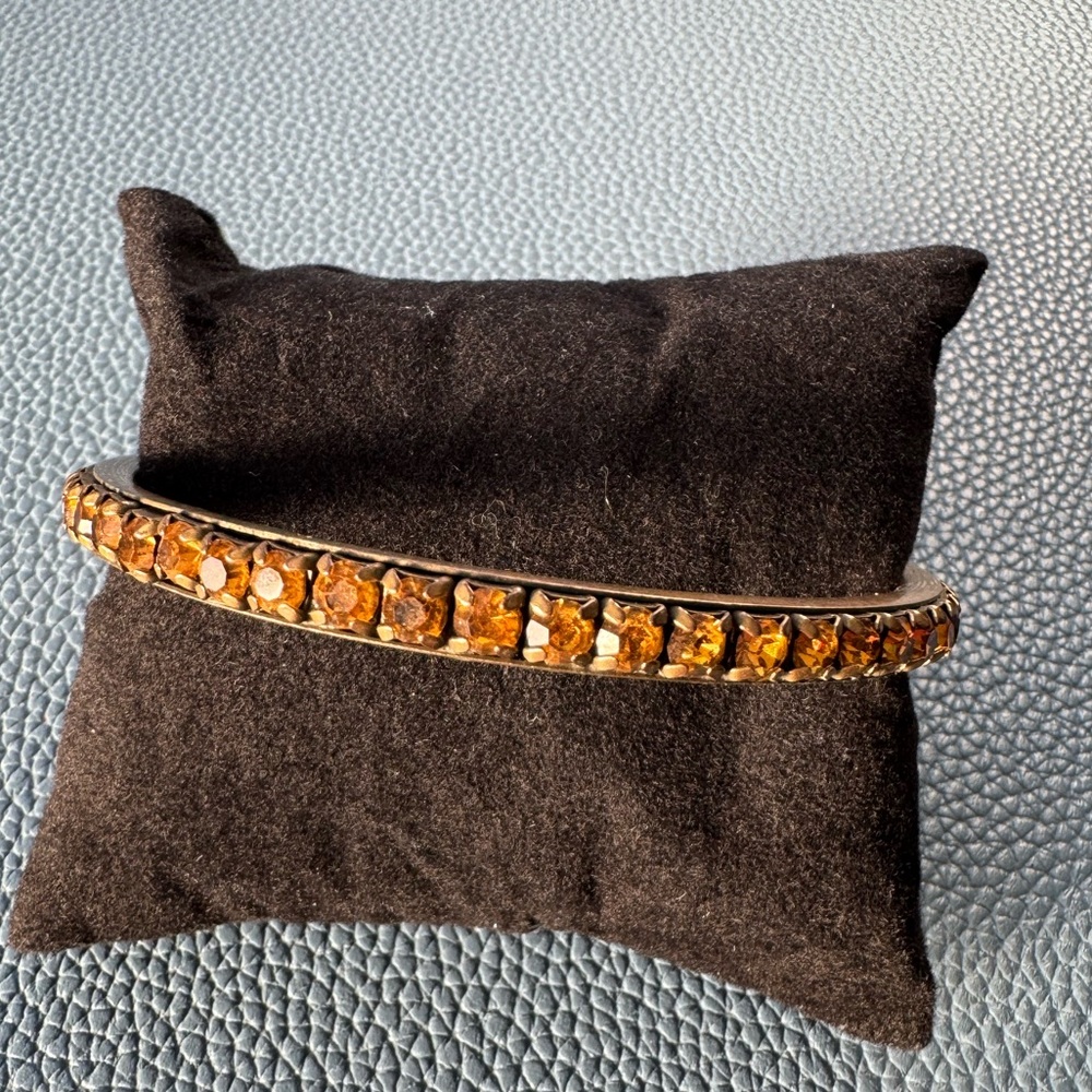 Vintage Amber Crystal Bangle Bracelet